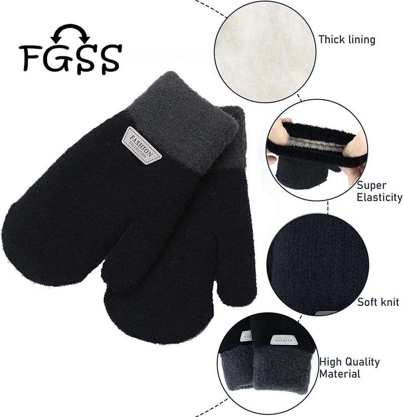 FGSS Kids Winter Stretch Knitted Mittens - Thick Warm Gloves for Boys Girls 4-7 Yrs - Image 5